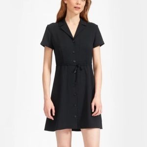 NWT Everlane Black Japanese GoWeave Notch Collar Button Down Dress